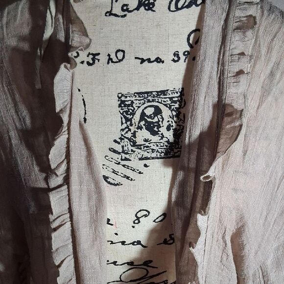 Easel Women's Cream Ruffled Light Jacket Duster Size Large - Picture 2 of 13